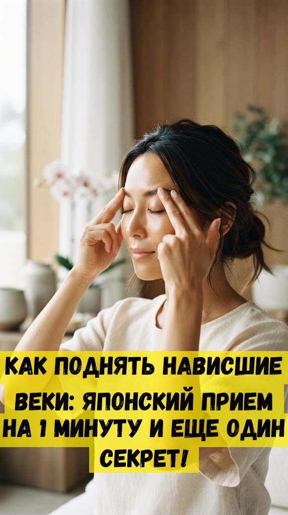 Как поднять нависшие веки: Японский прием на 1 минуту и еще один секрет!