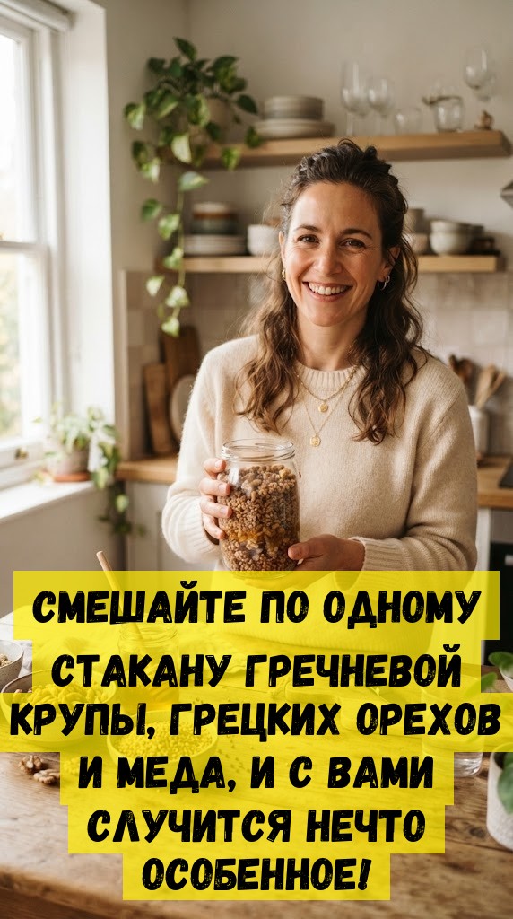 Смешайте по одному стакану гречневой крупы, грецких орехов и меда, и с вами случится нечто ОСОБЕННОЕ!