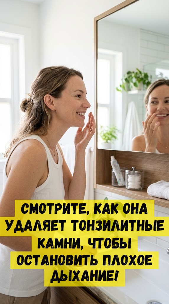 Смотрите, как она удаляет тонзилитные камни, чтобы остановить плохое дыхание!