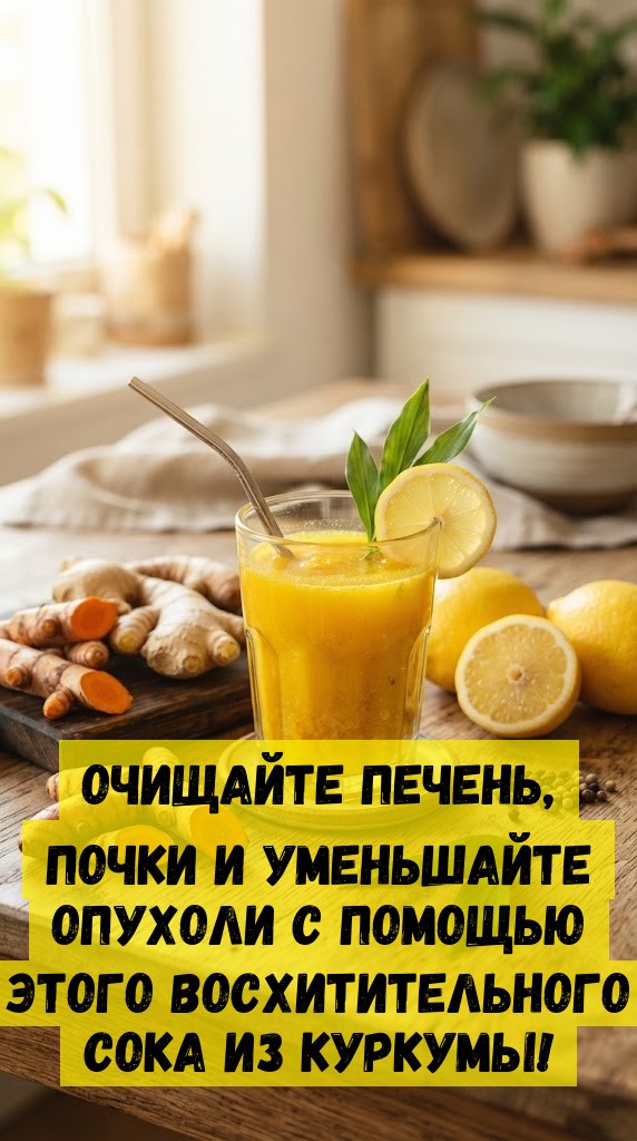 Очищайте печень, почки и уменьшайте опухоли с помощью этого восхитительного сока из куркумы!