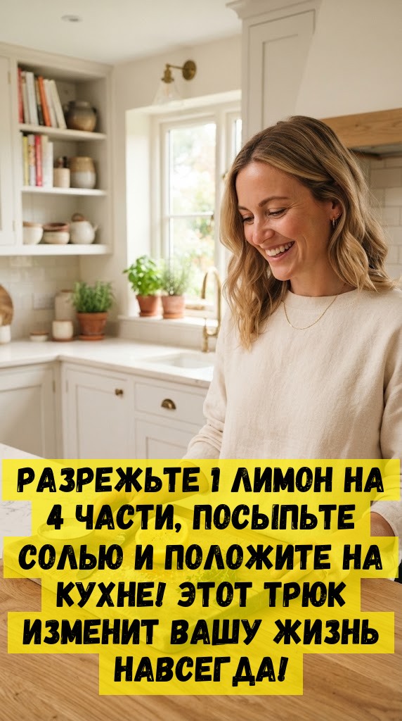 Разрежьте 1 лимон на 4 части, посыпьте солью и положите на кухне! Этот трюк изменит вашу жизнь навсегда!