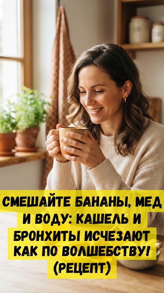 Смешайте бананы, мед и воду: кашель и бронхиты исчезают как по волшебству! (Рецепт)