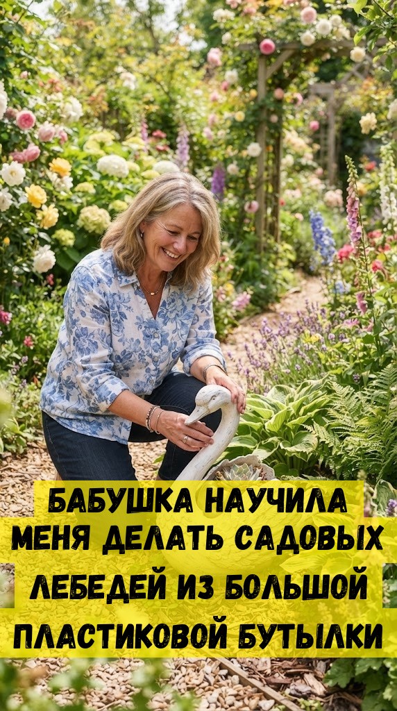 Бабушка научила меня делать садовых лебедей из большой пластиковой бутылки