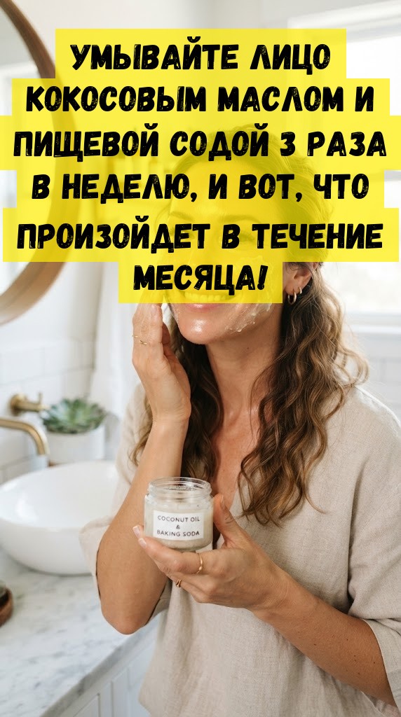 Умывайте лицо кокосовым маслом и пищевой содой 3 раза в неделю, и вот, что произойдет в течение месяца!