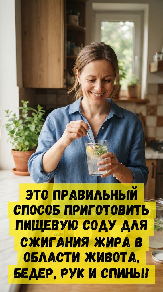 Это правильный способ приготовить пищевую соду для сжигания жира в области живота, бедер, рук и спины!