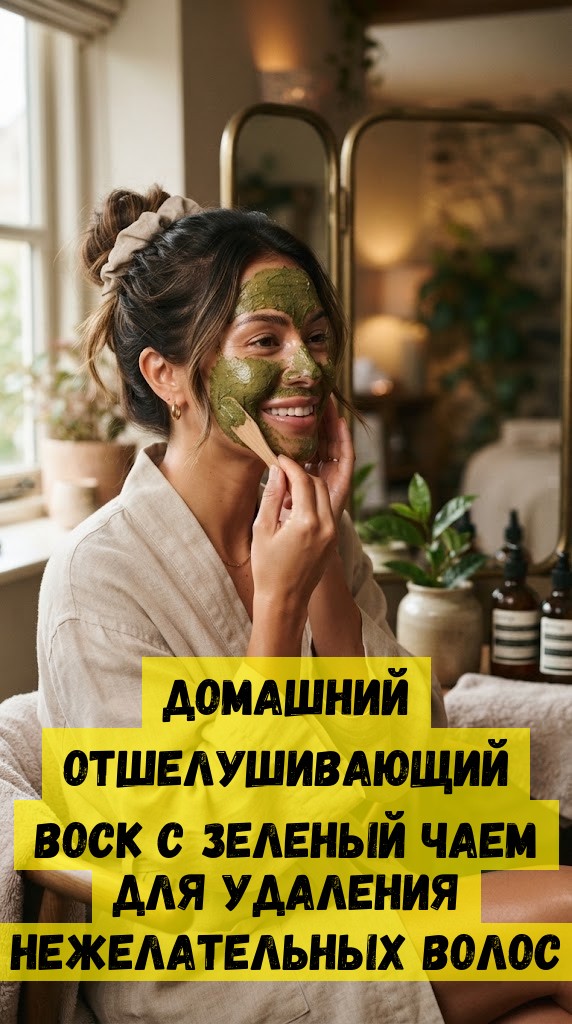 Домашний отшелушивающий воск с зеленый чаем для удаления нежелательных волос