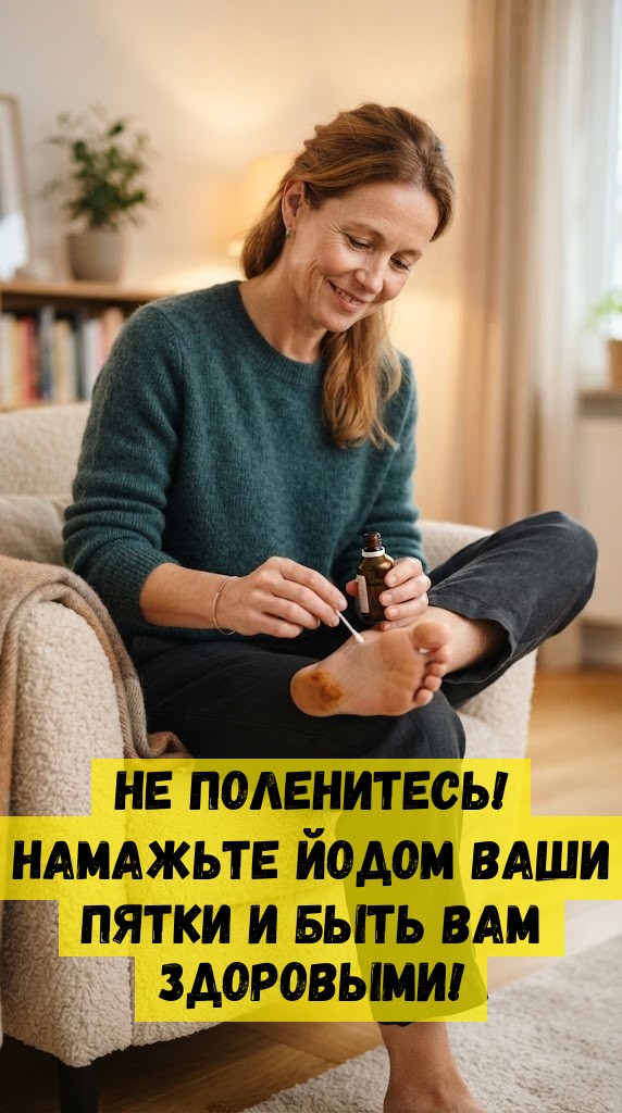 Не поленитесь! Намажьте йодом Ваши пятки и быть Вам здоровыми!