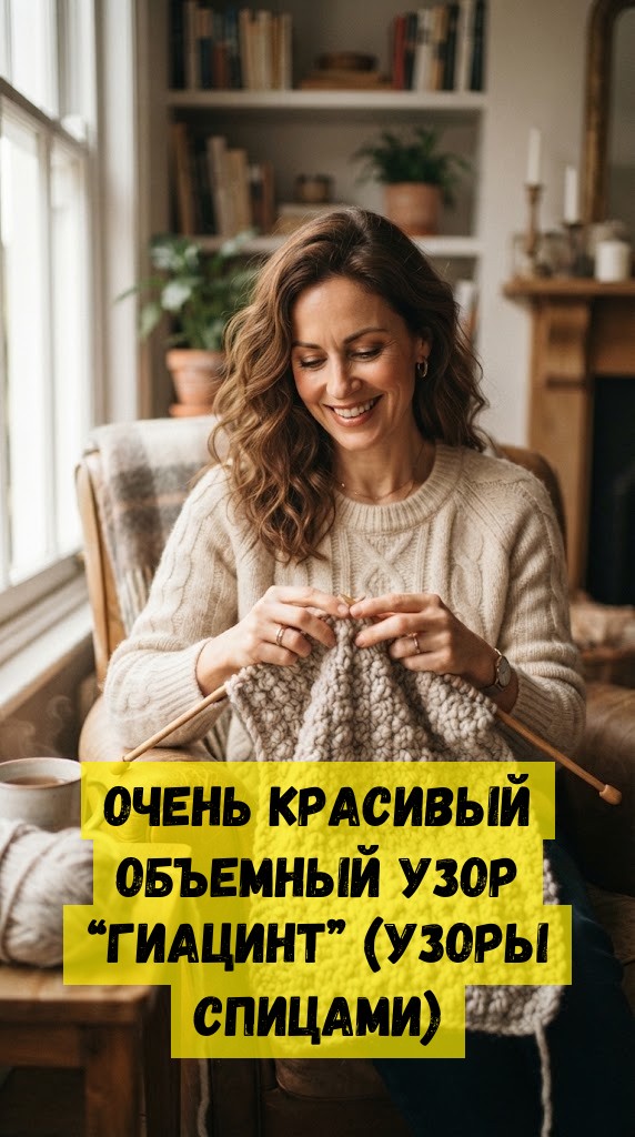 Очень красивый объемный узор &ldquo;Гиацинт&rdquo; (УЗОРЫ СПИЦАМИ)