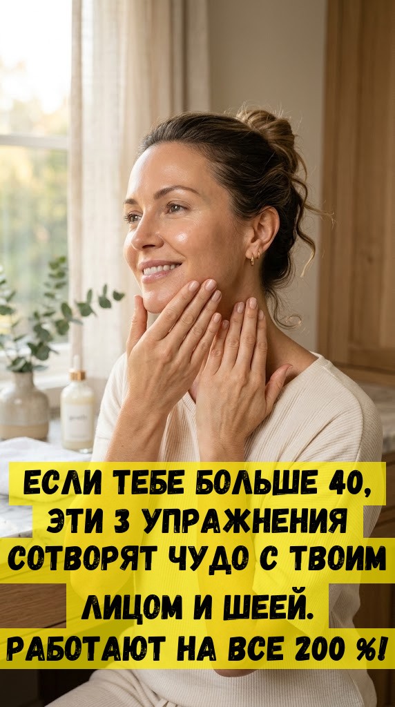 Если тебе больше 40, эти 3 упражнения сотворят чудо с твоим лицом и шеей. Работают на все 200 %!