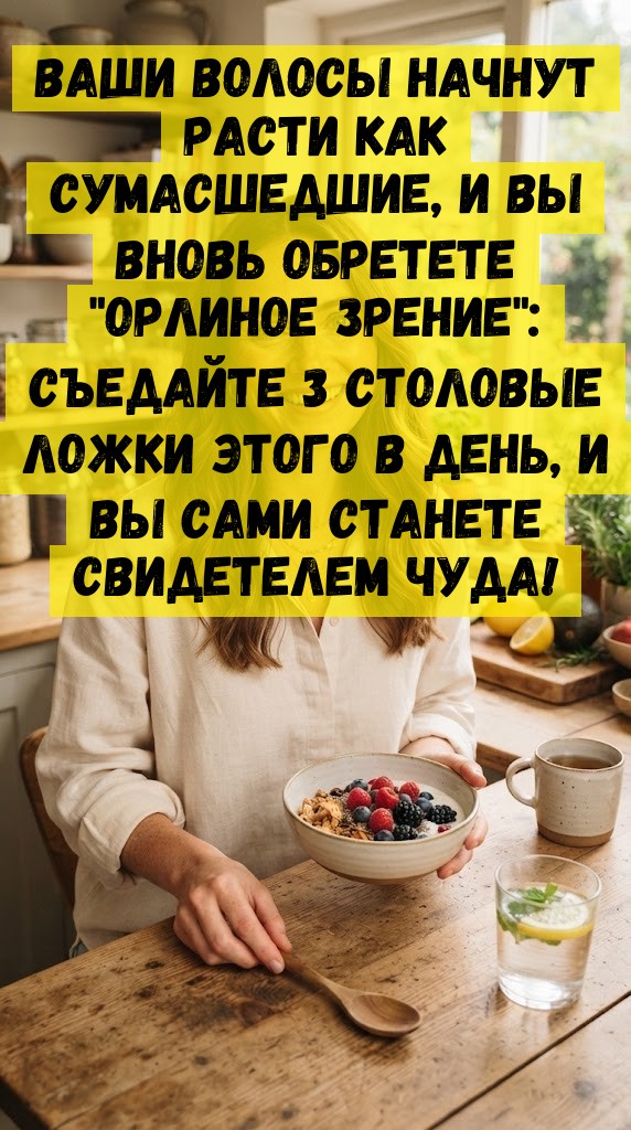 Ваши волосы начнут расти как сумасшедшие, и вы вновь обретете "орлиное зрение": съедайте 3 столовые ложки этого в день, и вы сами станете свидетелем чуда! Ваши волосы начнут расти как сумасшедшие, и вы вновь обретете "орлиное зрение": съедайте 3 столовые ложки этого в день, и вы сами станете свидетелем чуда!
