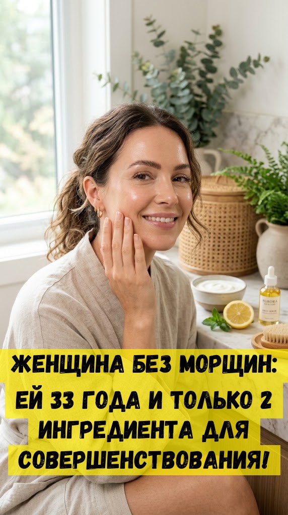 Женщина без морщин: ей 33 года и только 2 ингредиента для совершенствования!