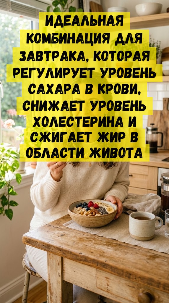 Идеальная комбинация для завтрака, которая регулирует уровень сахара в крови, снижает уровень холестерина и сжигает жир в области живота