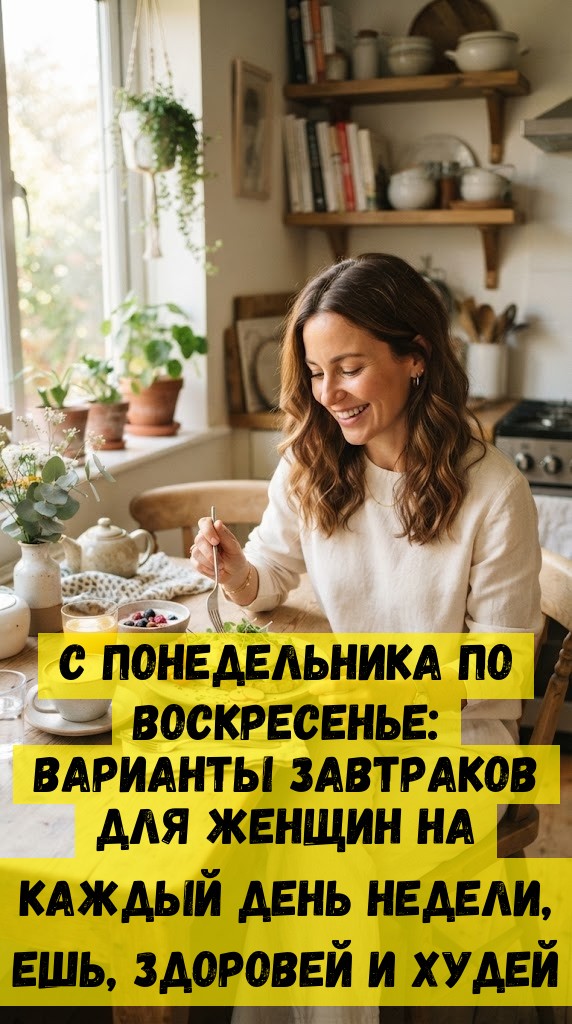 С понедельника по воскресенье: варианты завтраков для женщин на каждый день недели, ешь, здоровей и худей