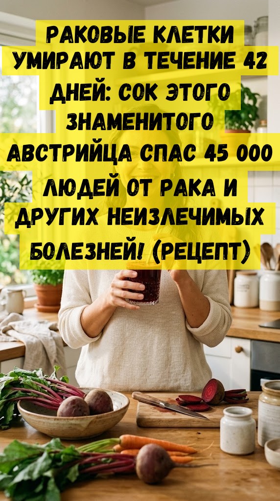 Раковые клетки умирают в течение 42 дней: Сок этого знаменитого австрийца спас 45 000 людей от рака и других неизлечимых болезней! (Рецепт)