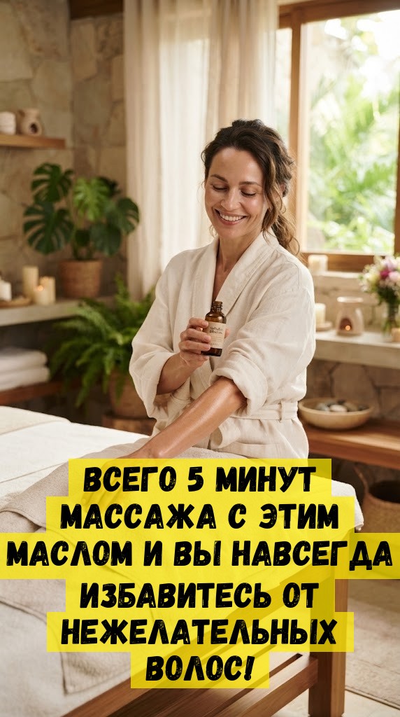 Всего 5 минут массажа с этим маслом и вы навсегда избавитесь от нежелательных волос!